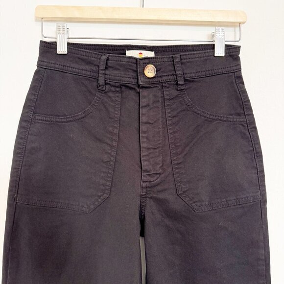 Marine Layer Bridget Flare Wide Leg Twill Pants Faded Black Stretch Plus Size 14 - Picture 6 of 12